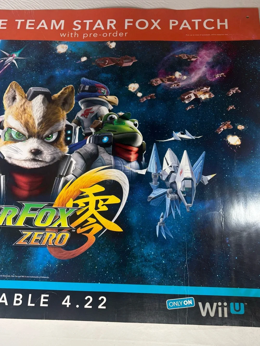 Star Fox Zero Nintendo Wii U Promotional Pre-order GameStop Poster 36in X 26in